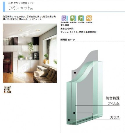 防音ガラス　ラミシャット