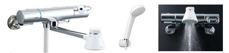 「湯はりミスト機能付 シャワーバス水栓」と吐水イメージ