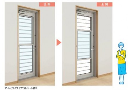 YKK AP リフォーム勝手口ドア　通風