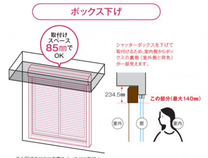 マドリモシャッター　Box下げ納まり