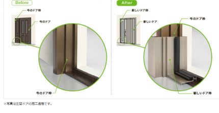 リシェント玄関ドア施工前施工後