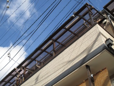 テラス屋根　ポリカ取替