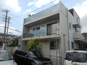 手摺ガラス　施工前