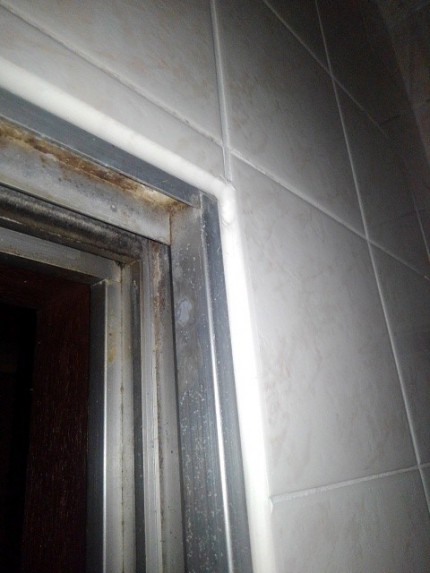 浴室引き違い　縦枠　施工前