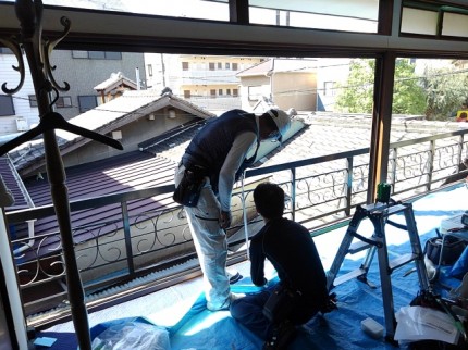 アルミサッシ　施工中