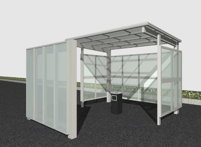 野外喫煙所　屋根付き