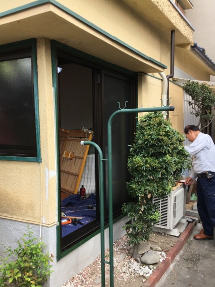 木製窓　アルミサッシ　取替え工事