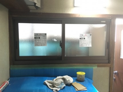 引違サッシ　カバー工事　ペアガラス