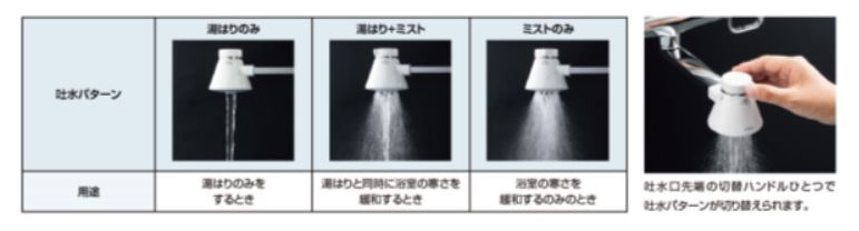 湯はりミスト機能付水栓